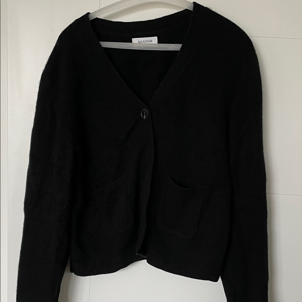 NAADAM Women's Black Cardigan Sweater